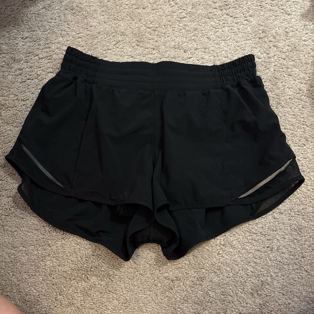 lululemon athletica hotty hot Black Women's Athletic Shorts with Reflective Trim